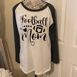 Football Mom Raglan Sleeve Tee - Black and White